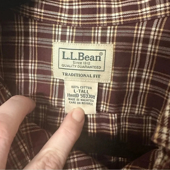 L.L. Bean Long Sleeve Button Down Traditional Fit Plaid Shirt Size L-Tall GUC - Picture 5 of 8